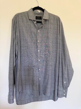 Rag & Bone Windowpane Plaid Button Up Long Sleeve Shirt Preppy USA Gray - 17